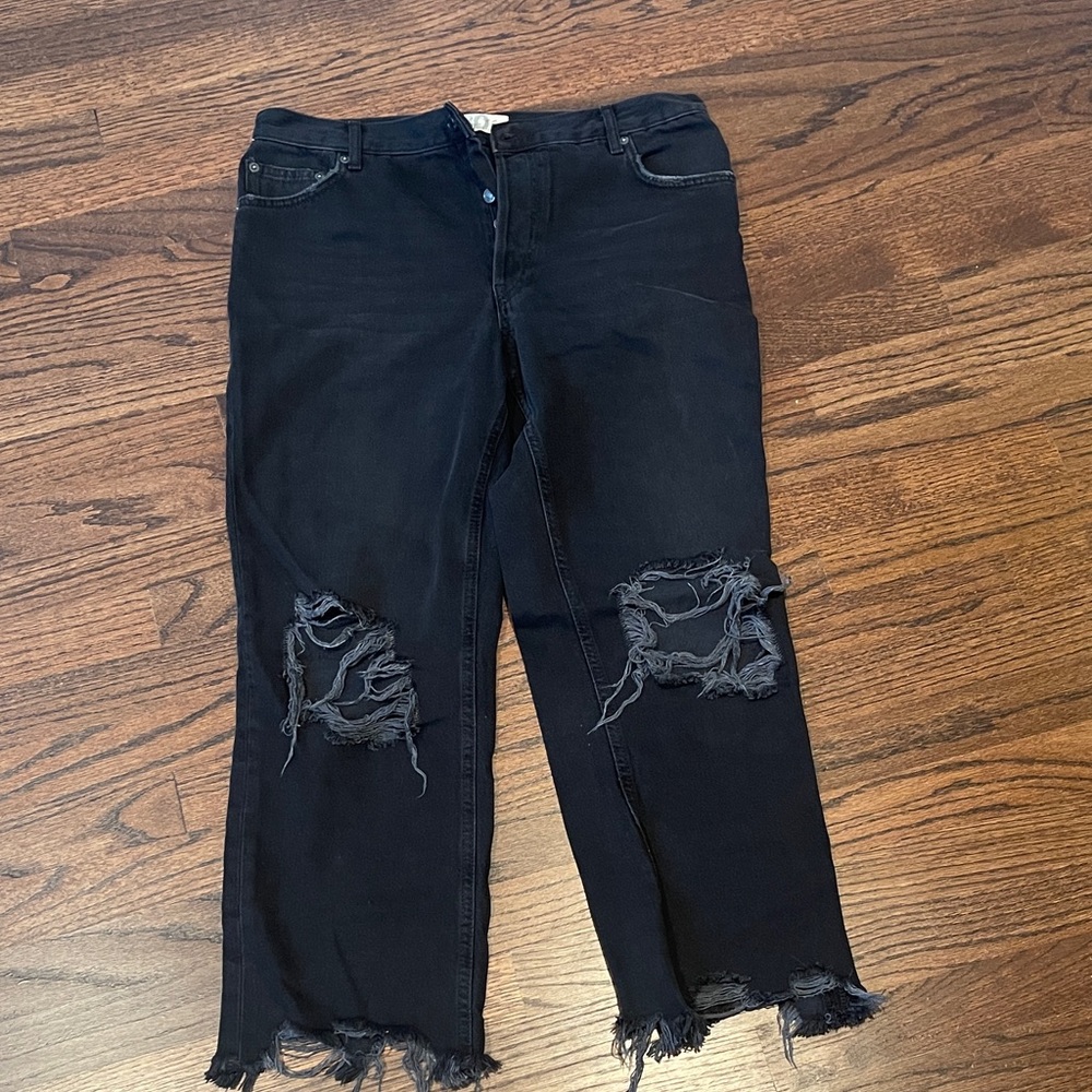 We The Free Black Distressed Ankle Jeans